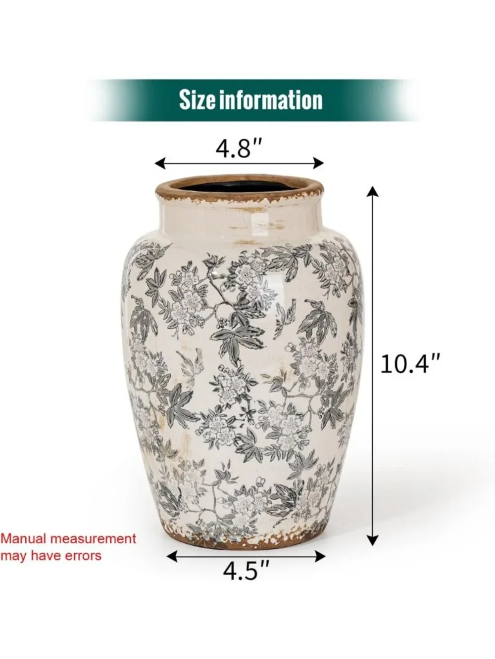 Vintage Grey Ice Cracked Glaze Ceramic Flower Vase - Elegant Home Decor Accent
